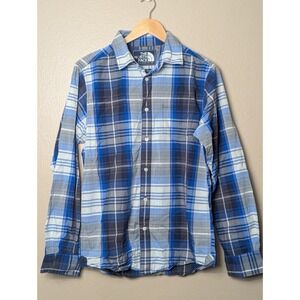 The North Face Mens sz Small Shirt button up blue white plaid